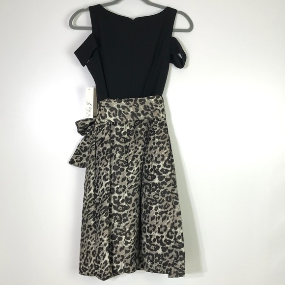 Eliza J Cold Shoulder Cheetah Skirt Dress 4 - Picture 6 of 7